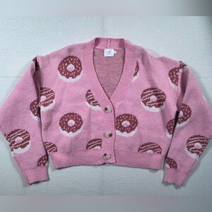 LUNA IVY Pink Donut NWOT Sweater Cardigan – Valentine’s Day Cozy Knit, Size S